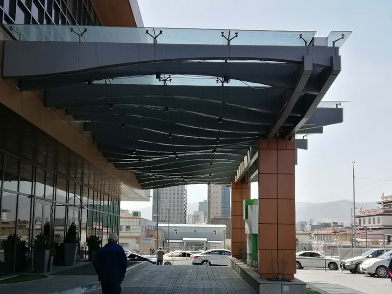 Mongolian Holiday Hotel steel structure glass canopy project